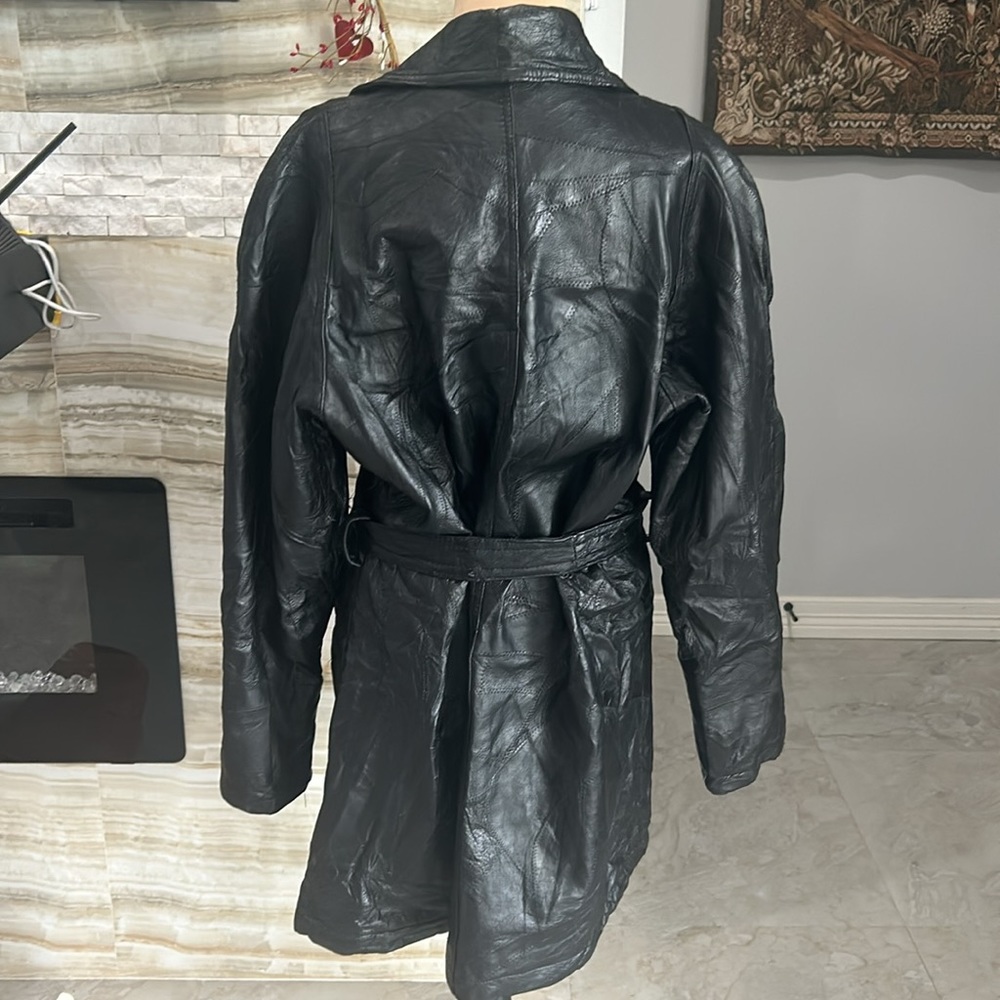 Patchwork Mosaic Black Leather Jacket. Size Xl - image 7